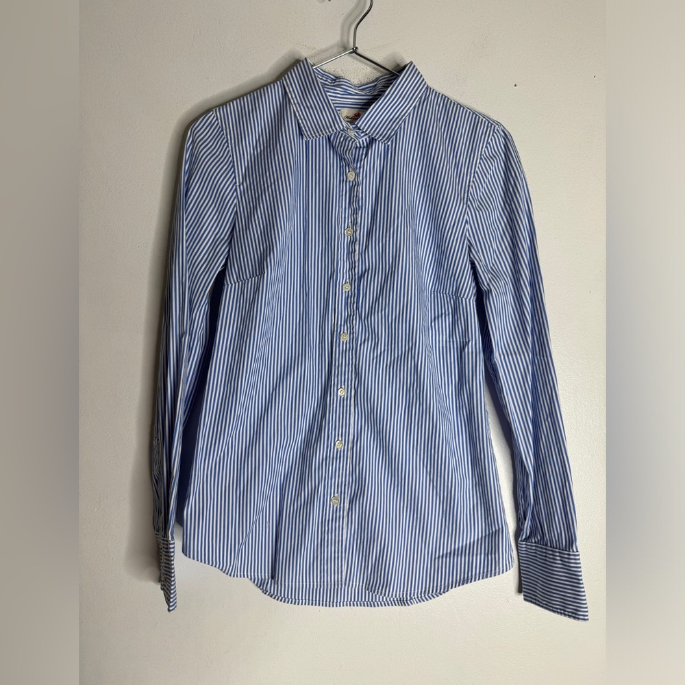 j crew haberdashery shirt Xs Blue White Stripe Collar Button Down CP‎